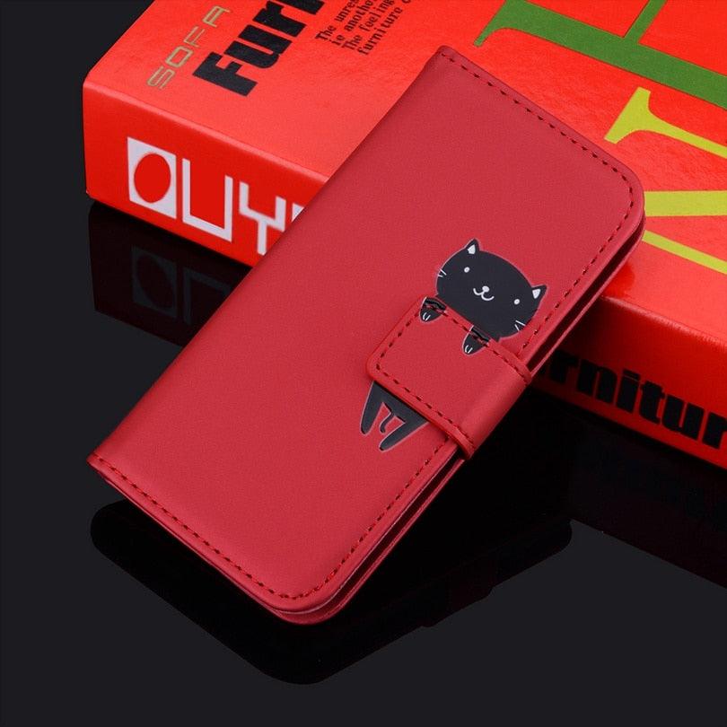 Cartoon Animal Cute Leather Wallet Flip Case Creative Magnetic Protective Cover Lovely Animal Flip Leather Phone Case For iPhone 13 12 11 Pro X XS XR Max Card Holder Funny Phone Cover Stevvex