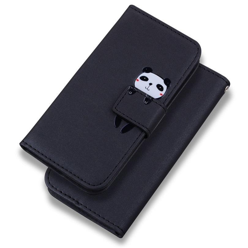 Cartoon Animal Cute Leather Wallet Flip Case Creative Magnetic Protective Cover Lovely Animal Flip Leather Phone Case For iPhone 13 12 11 Pro X XS XR Max Card Holder Funny Phone Cover Stevvex