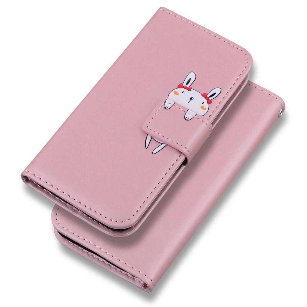 Cartoon Animal Cute Leather Wallet Flip Case Creative Magnetic Protective Cover Lovely Animal Flip Leather Phone Case For iPhone 13 12 11 Pro X XS XR Max Card Holder Funny Phone Cover Stevvex