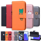 Cartoon Animal Cute Leather Wallet Flip Case Creative Magnetic Protective Cover Lovely Animal Flip Leather Phone Case For iPhone 13 12 11 Pro X XS XR Max Card Holder Funny Phone Cover Stevvex