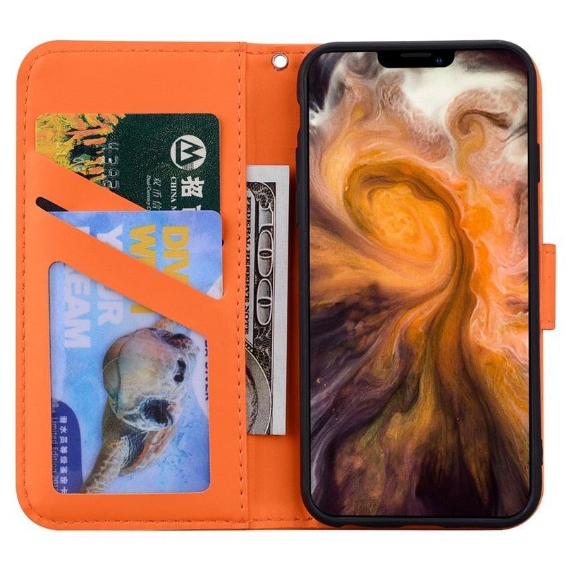 Cartoon Animal Cute Leather Wallet Flip Case Creative Magnetic Protective Cover Lovely Animal Flip Leather Phone Case For iPhone 13 12 11 Pro X XS XR Max Card Holder Funny Phone Cover Stevvex