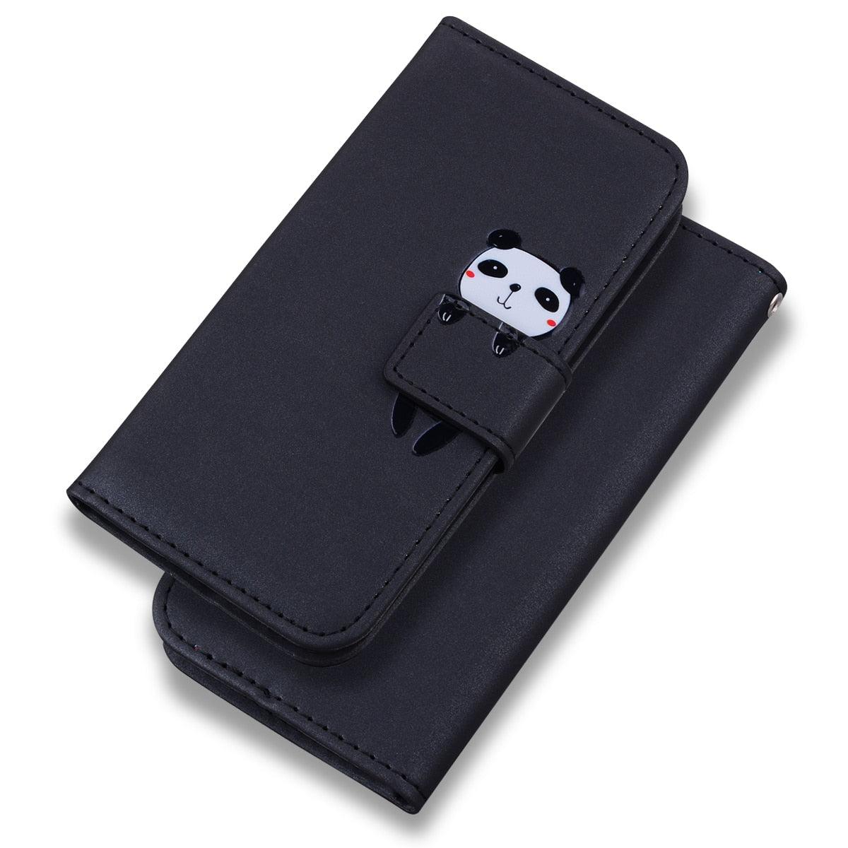 Cartoon Animal Cute Leather Wallet Flip Case Creative Magnetic Protective Cover Lovely Animal Flip Leather Phone Case For iPhone 13 12 11 Pro X XS XR Max Card Holder Funny Phone Cover Stevvex