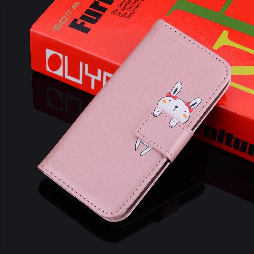 Cartoon Animal Cute Leather Wallet Flip Case Creative Magnetic Protective Cover Lovely Animal Flip Leather Phone Case For iPhone 13 12 11 Pro X XS XR Max Card Holder Funny Phone Cover Stevvex