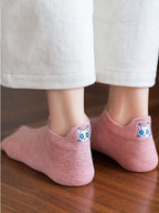Cartoon Anime Embroidered Boat Socks Ins Trend Moon Cute Sweet Cat Socks Slippers Happy Funny Cotton Girl Socks Cute Short Boat Socks For Men And Women Stevvex