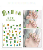 Cartoon Characters Plants Animals Forest Flowers Small Fresh Flowers 3D Nail Stickers Hyuna Style Nail Patch Waterproof Self Adhesive Nail Decals for Nail Art Decoration Including Hearts Stars Letters Bowknot Leaves Flowers Plants Fruits Butterflies
