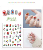 Cartoon Characters Plants Animals Forest Flowers Small Fresh Flowers 3D Nail Stickers Hyuna Style Nail Patch Waterproof Self Adhesive Nail Decals for Nail Art Decoration Including Hearts Stars Letters Bowknot Leaves Flowers Plants Fruits Butterflies