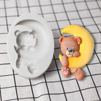 Cartoon Cute Moon 3D Bear Silicone Mold Baby Birthday Party Cupcake Decoration Tool Dessert Pastry Fudge Chocolate Candy Baking Silicone Fondant Molds For Teddy Bear Stevvex