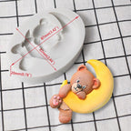 Cartoon Cute Moon 3D Bear Silicone Mold Baby Birthday Party Cupcake Decoration Tool Dessert Pastry Fudge Chocolate Candy Baking Silicone Fondant Molds For Teddy Bear Stevvex