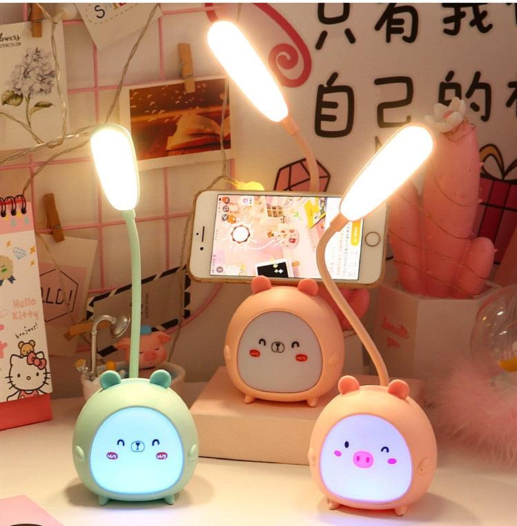 Cartoon Desk Lamp Eye Protection Energy-saving Reading Lamp USB Charging Sleeping Night Light LED Table Lamp for Kids Cute Study Lamps for Bedroom Décor Stevvex