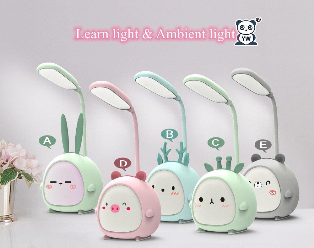 Cartoon Desk Lamp Eye Protection Energy-saving Reading Lamp USB Charging Sleeping Night Light LED Table Lamp for Kids Cute Study Lamps for Bedroom Décor Stevvex