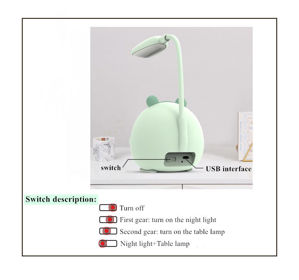 Cartoon Desk Lamp Eye Protection Energy-saving Reading Lamp USB Charging Sleeping Night Light LED Table Lamp for Kids Cute Study Lamps for Bedroom Décor Stevvex