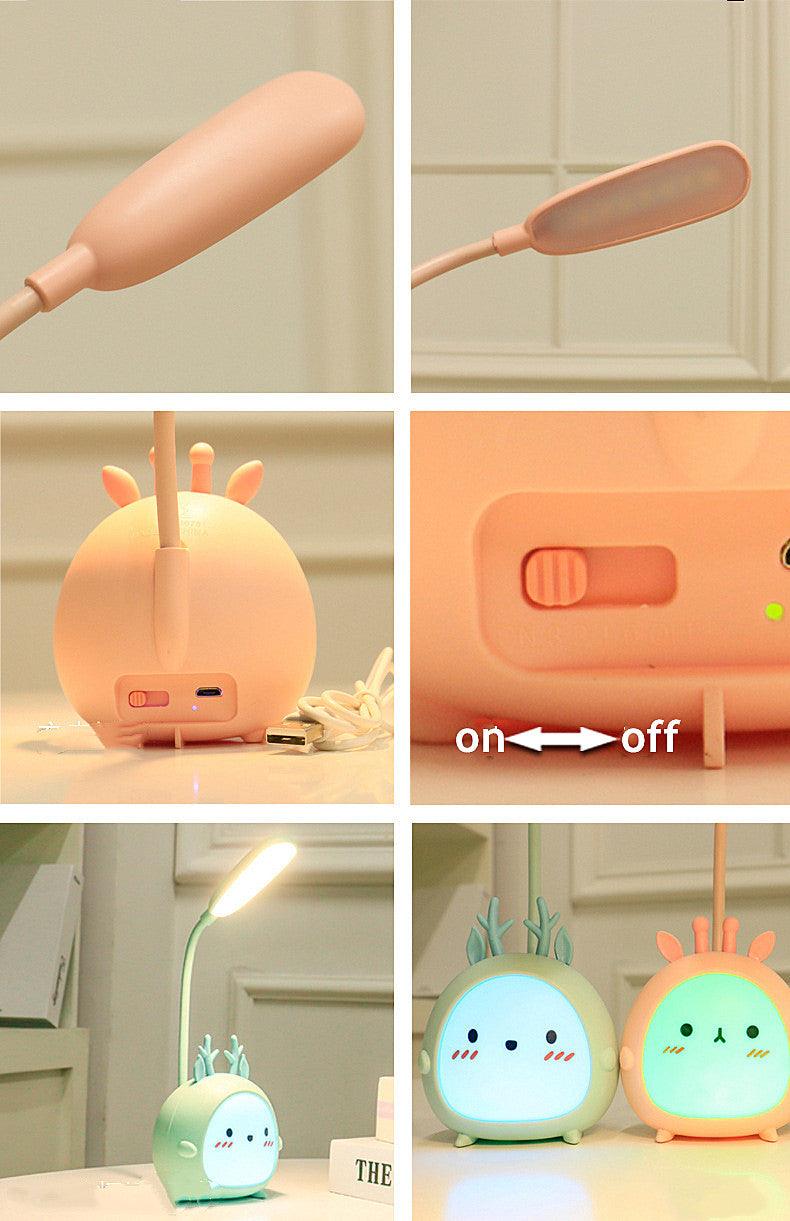Cartoon Desk Lamp Eye Protection Energy-saving Reading Lamp USB Charging Sleeping Night Light LED Table Lamp for Kids Cute Study Lamps for Bedroom Décor Stevvex
