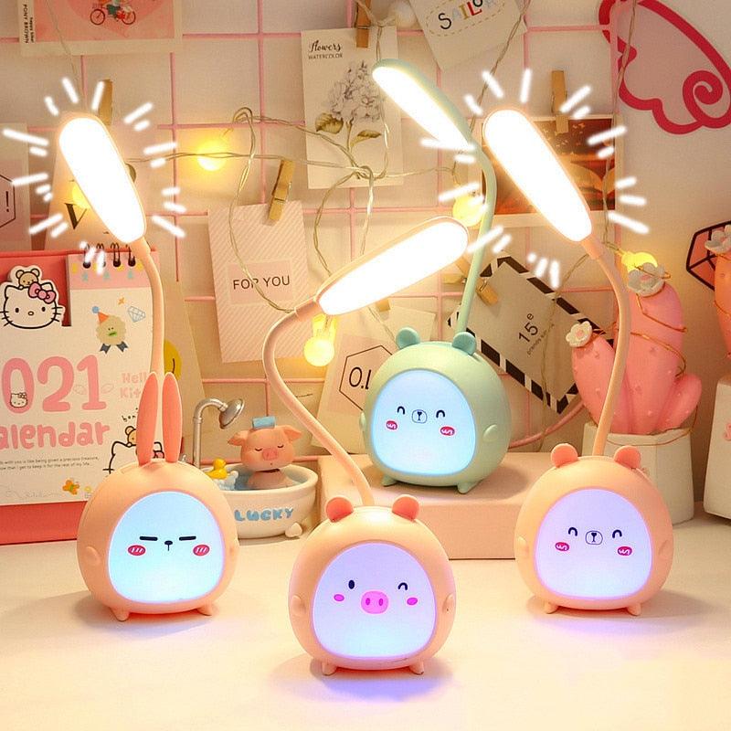 Cartoon Desk Lamp Eye Protection Energy-saving Reading Lamp USB Charging Sleeping Night Light LED Table Lamp for Kids Cute Study Lamps for Bedroom Décor Stevvex
