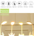 Cartoon Desk Lamp Eye Protection Energy-saving Reading Lamp USB Charging Sleeping Night Light LED Table Lamp for Kids Cute Study Lamps for Bedroom Décor Stevvex