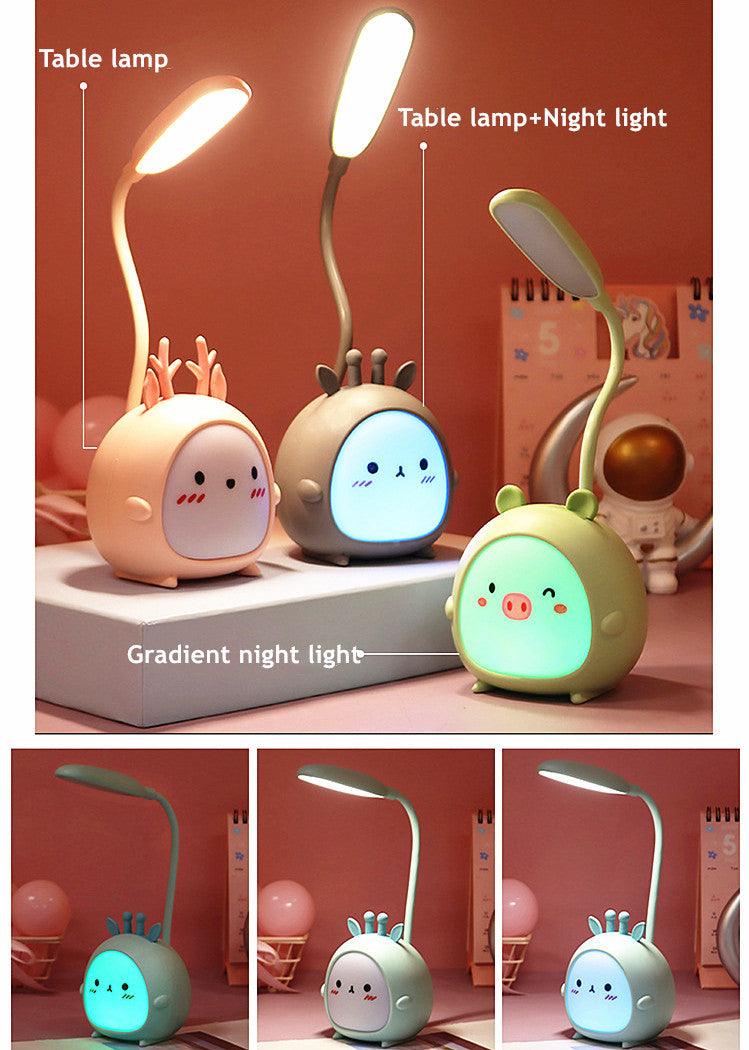 Cartoon Desk Lamp Eye Protection Energy-saving Reading Lamp USB Charging Sleeping Night Light LED Table Lamp for Kids Cute Study Lamps for Bedroom Décor Stevvex