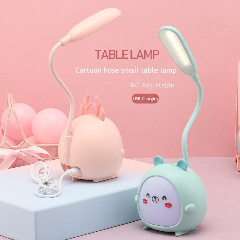 Cartoon Desk Lamp Eye Protection Energy-saving Reading Lamp USB Charging Sleeping Night Light LED Table Lamp for Kids Cute Study Lamps for Bedroom Décor Stevvex
