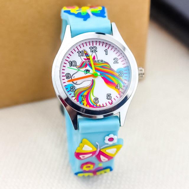 Cartoon Unicorn Childrens Watch 3D Rainbow Pony Girl Wristwatch Quartz Kids Watches Student Silicone Children Toddler Wrist Watch Birthday Gift For Girls Cute Child Watches Stevvex