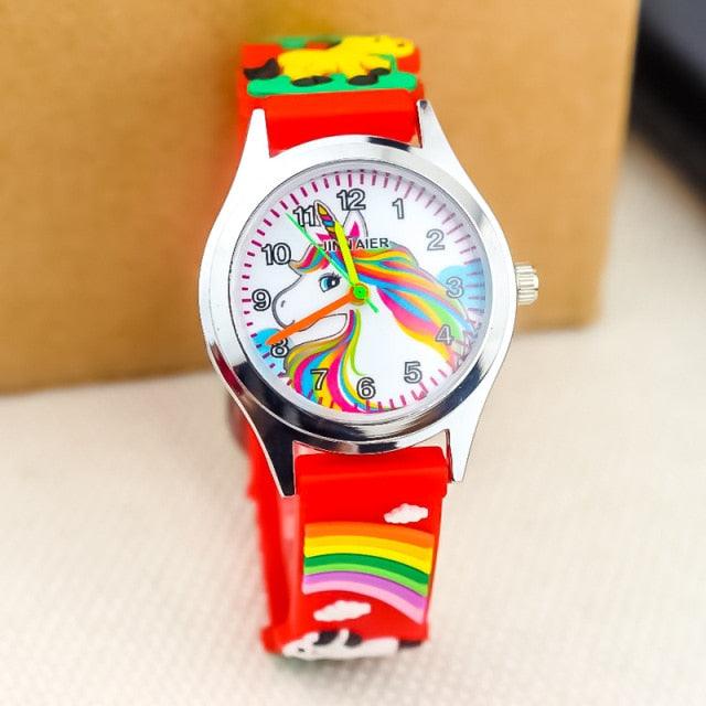 Cartoon Unicorn Childrens Watch 3D Rainbow Pony Girl Wristwatch Quartz Kids Watches Student Silicone Children Toddler Wrist Watch Birthday Gift For Girls Cute Child Watches Stevvex