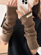 ‌Cascading Knit Sleeve Covers Cozy Elegance for Layered Style (MAC312)