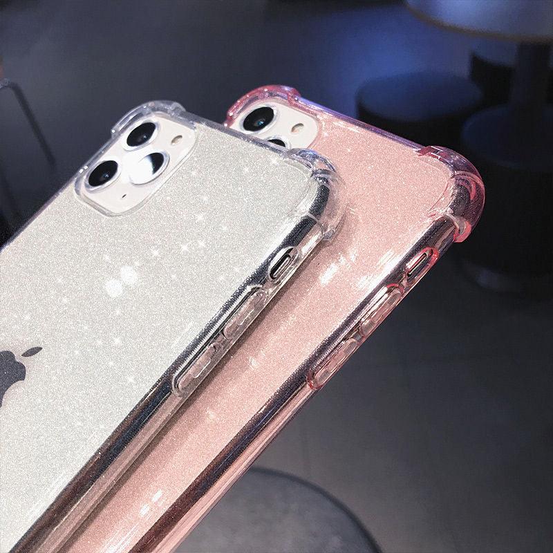 Case For iPhone 13 Pro Max Glitter Shockproof Transparent Phone Case For iPhone 12 11 Pro Max XR XS Max X 7 8 Plus Soft Clear Cover Shiny Case Scratch Resistant Soft Thin Shockproof Case Stevvex