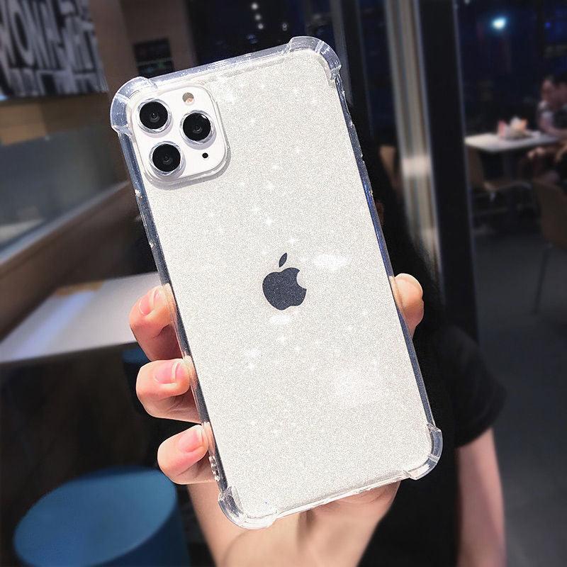 Case For iPhone 13 Pro Max Glitter Shockproof Transparent Phone Case For iPhone 12 11 Pro Max XR XS Max X 7 8 Plus Soft Clear Cover Shiny Case Scratch Resistant Soft Thin Shockproof Case Stevvex