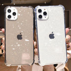 Case For iPhone 13 Pro Max Glitter Shockproof Transparent Phone Case For iPhone 12 11 Pro Max XR XS Max X 7 8 Plus Soft Clear Cover Shiny Case Scratch Resistant Soft Thin Shockproof Case Stevvex