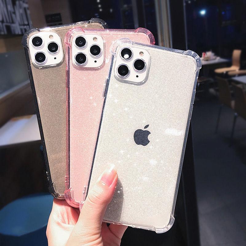 Case For iPhone 13 Pro Max Glitter Shockproof Transparent Phone Case For iPhone 12 11 Pro Max XR XS Max X 7 8 Plus Soft Clear Cover Shiny Case Scratch Resistant Soft Thin Shockproof Case Stevvex