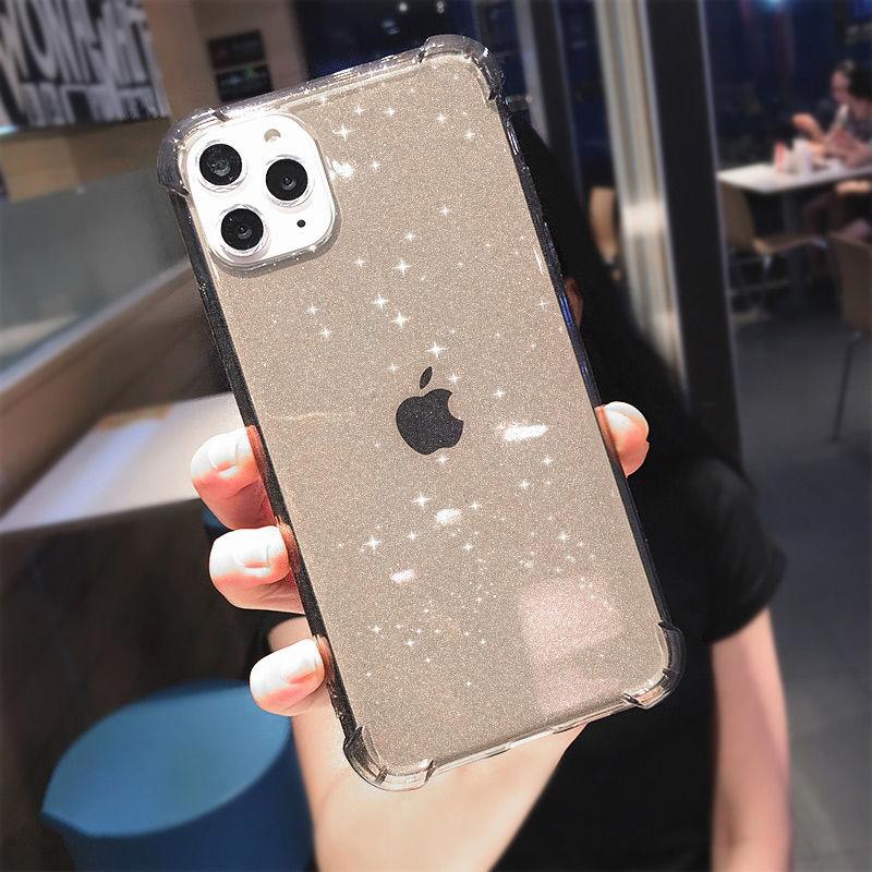 Case For iPhone 13 Pro Max Glitter Shockproof Transparent Phone Case For iPhone 12 11 Pro Max XR XS Max X 7 8 Plus Soft Clear Cover Shiny Case Scratch Resistant Soft Thin Shockproof Case Stevvex