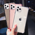Case For iPhone 13 Pro Max Glitter Shockproof Transparent Phone Case For iPhone 12 11 Pro Max XR XS Max X 7 8 Plus Soft Clear Cover Shiny Case Scratch Resistant Soft Thin Shockproof Case Stevvex