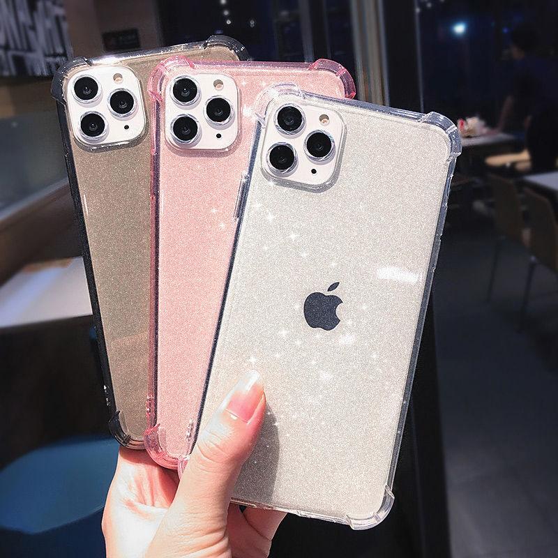 Case For iPhone 13 Pro Max Glitter Shockproof Transparent Phone Case For iPhone 12 11 Pro Max XR XS Max X 7 8 Plus Soft Clear Cover Shiny Case Scratch Resistant Soft Thin Shockproof Case Stevvex