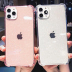 Case For iPhone 13 Pro Max Glitter Shockproof Transparent Phone Case For iPhone 12 11 Pro Max XR XS Max X 7 8 Plus Soft Clear Cover Shiny Case Scratch Resistant Soft Thin Shockproof Case Stevvex