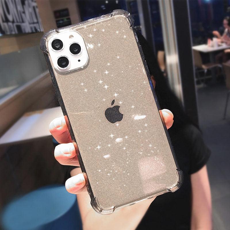 Case For iPhone 13 Pro Max Glitter Shockproof Transparent Phone Case For iPhone 12 11 Pro Max XR XS Max X 7 8 Plus Soft Clear Cover Shiny Case Scratch Resistant Soft Thin Shockproof Case Stevvex