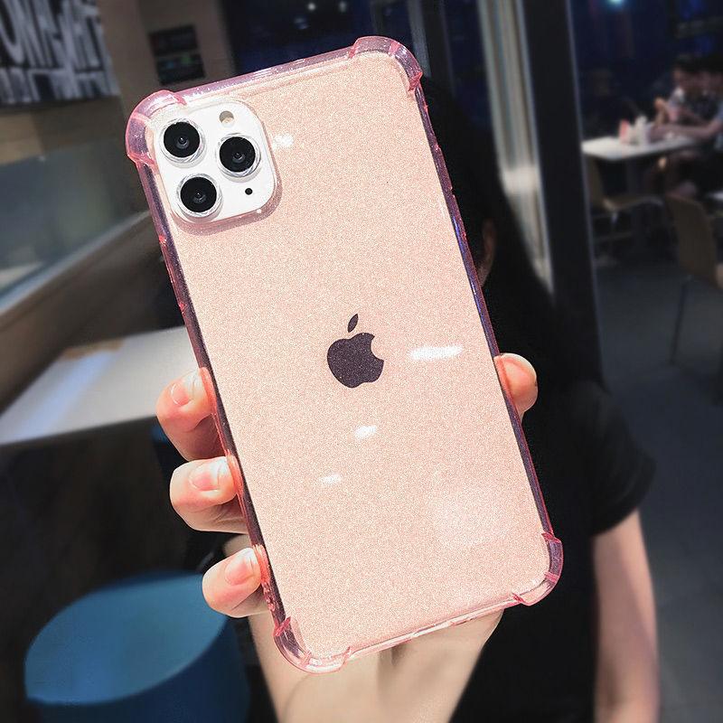 Case For iPhone 13 Pro Max Glitter Shockproof Transparent Phone Case For iPhone 12 11 Pro Max XR XS Max X 7 8 Plus Soft Clear Cover Shiny Case Scratch Resistant Soft Thin Shockproof Case Stevvex