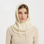 Cashmere Winter Knitted Hat Beanie Women Scarf Skellies Beanies Winter Hats For Women Men Cap Solid Bonnet Mask Brand Hat Balaclava Shawl Women Winter Hat Soft Knitted Hooded Neck Collar Cap Beanie Hat Warm Scarf Unisex Bonnet Hooded Scarf Hat Stevvex