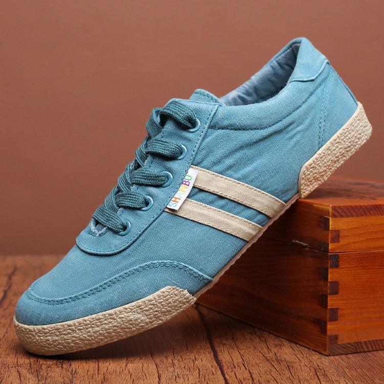 Casual Round Toe High Quality Mens Canvas Flat Solid Summe Lace Up Breathable Flat Casual Sneakers Sports Flats Men Casual Walking Sneakers Comfortable Soft Design Stevvex
