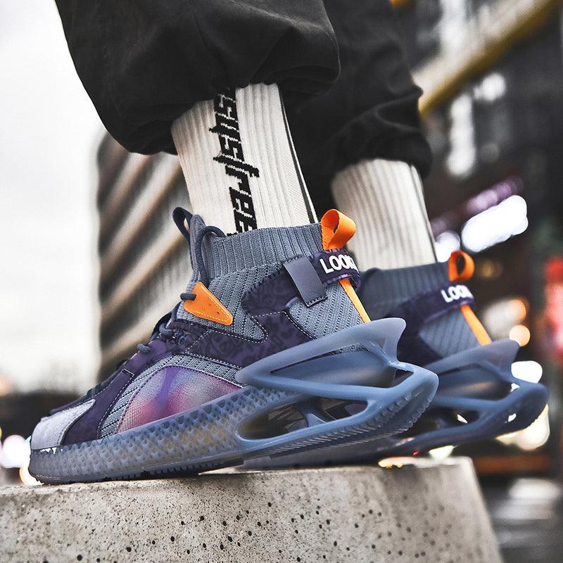 Casual Sports Socks Knit Men's Soft And Breathable Walking Fashion Luminous Sports High Top Fashion Sneakers Running Gym Sports Walking Non Slip Shoes Breathable Stylish Modern Unisex Sneakers Stevvex