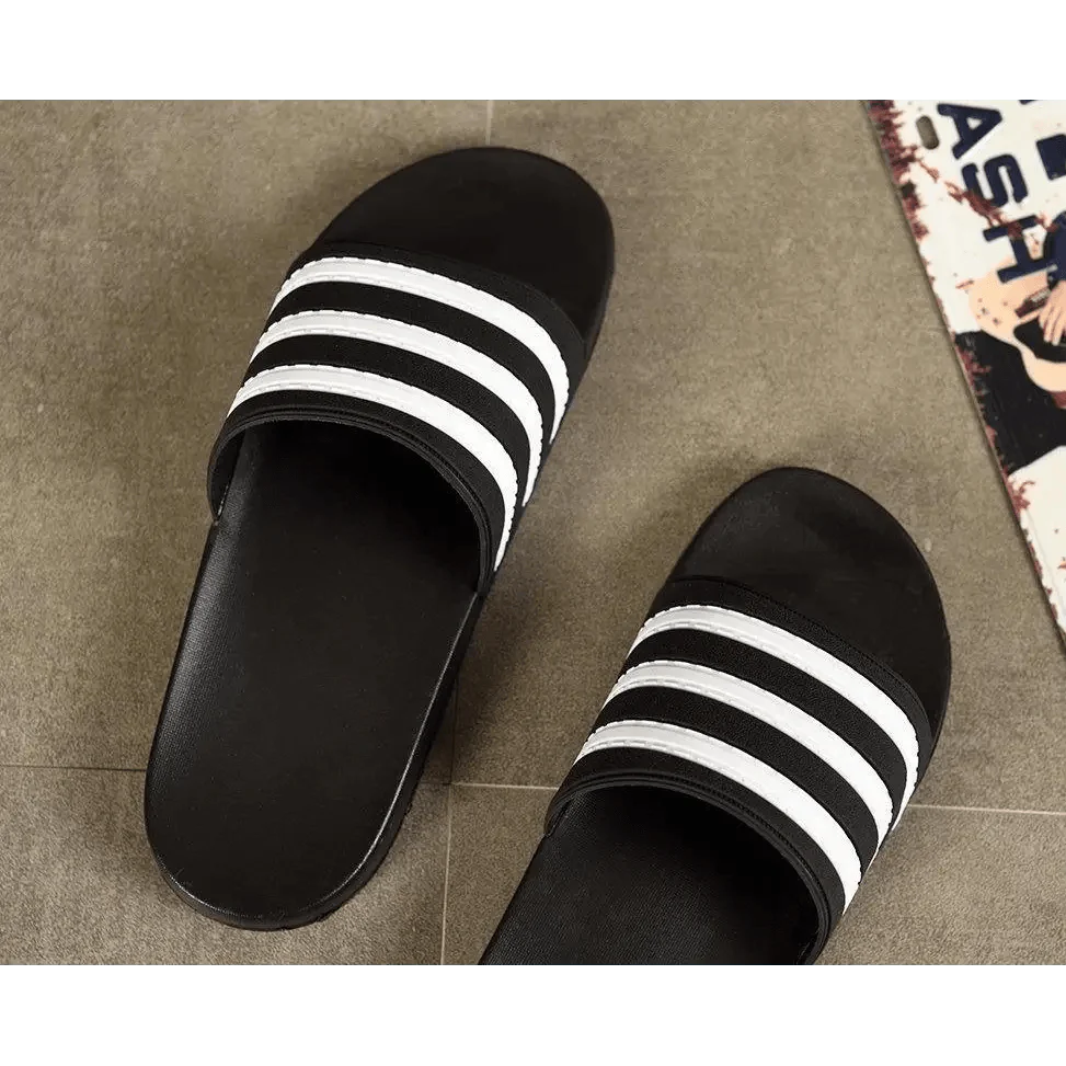 Casual Summer Modern Design Men Slippers Soft Black White Stripes Pattern Flip Flops Casual Summer Outdoor Slides For Women Stevvex