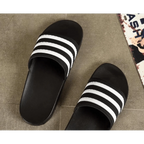 Casual Summer Modern Design Men Slippers Soft Black White Stripes Pattern Flip Flops Casual Summer Outdoor Slides For Women Stevvex