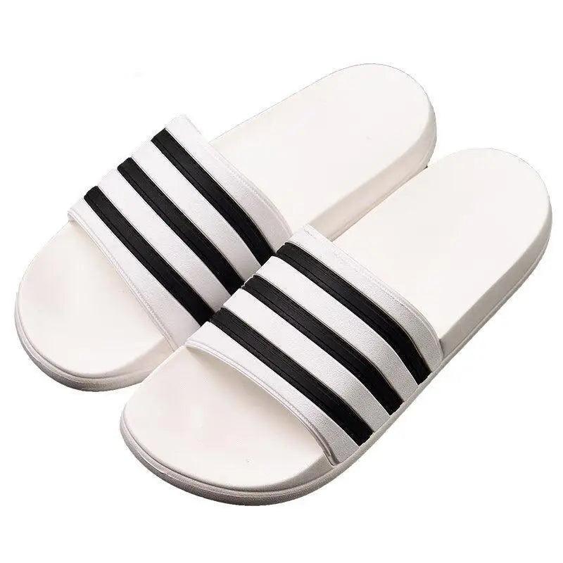 Casual Summer Modern Design Men Slippers Soft Black White Stripes Pattern Flip Flops Casual Summer Outdoor Slides For Women Stevvex