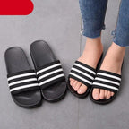 Casual Summer Modern Design Men Slippers Soft Black White Stripes Pattern Flip Flops Casual Summer Outdoor Slides For Women Stevvex