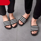 Casual Summer Modern Design Men Slippers Soft Black White Stripes Pattern Flip Flops Casual Summer Outdoor Slides For Women Stevvex