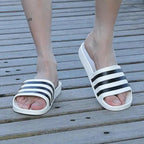 Casual Summer Modern Design Men Slippers Soft Black White Stripes Pattern Flip Flops Casual Summer Outdoor Slides For Women Stevvex