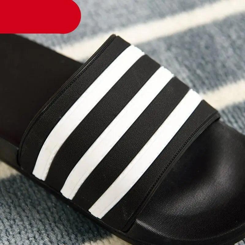 Casual Summer Modern Design Men Slippers Soft Black White Stripes Pattern Flip Flops Casual Summer Outdoor Slides For Women Stevvex