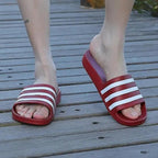 Casual Summer Modern Design Men Slippers Soft Black White Stripes Pattern Flip Flops Casual Summer Outdoor Slides For Women Stevvex