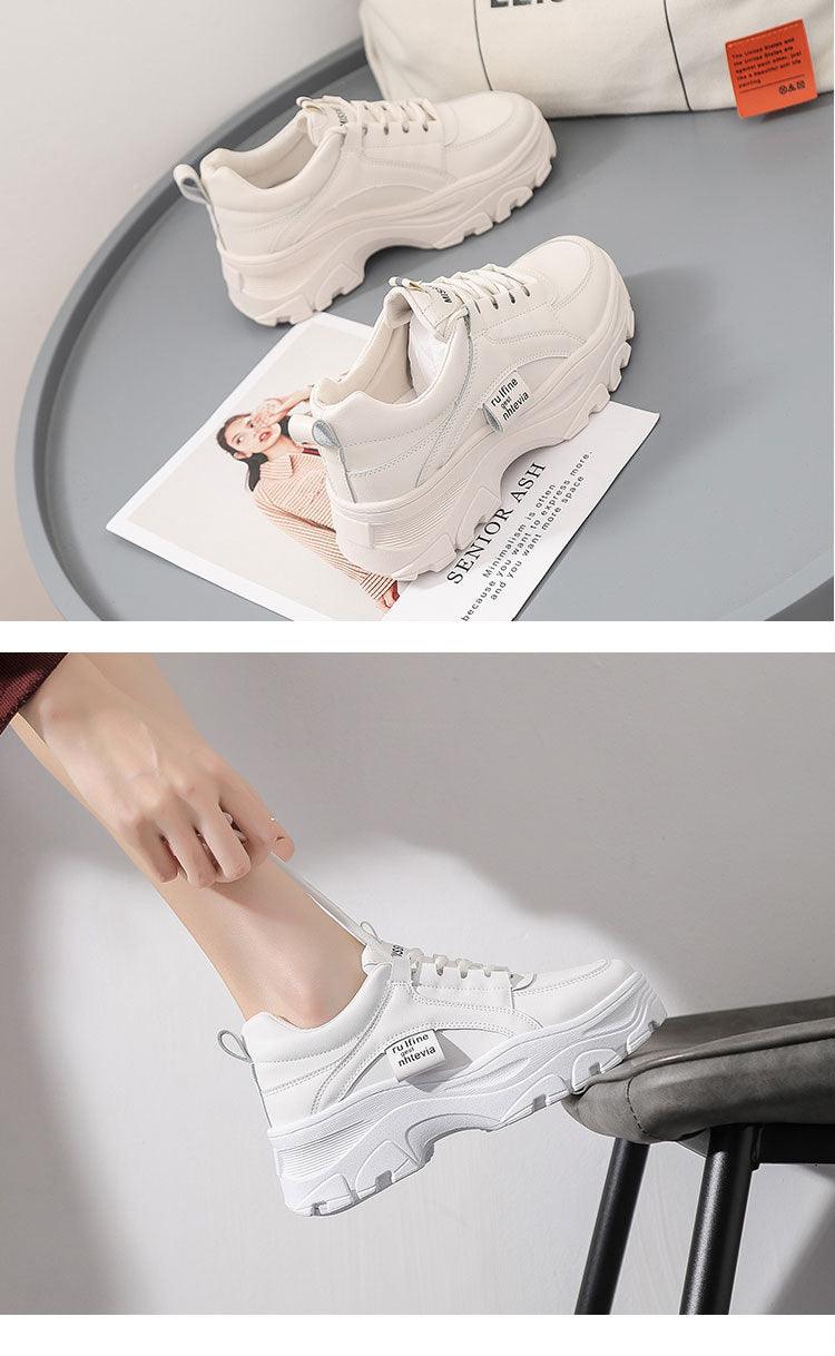Casual Winter Women Thick Sneakers White Shoes Autumn Winter Fashion Platform Shoes Female Lace Up Rainbow Vulcanized Shoes Comfy Fashion Sneakers Breathable Athletic Casual Shoes Stevvex