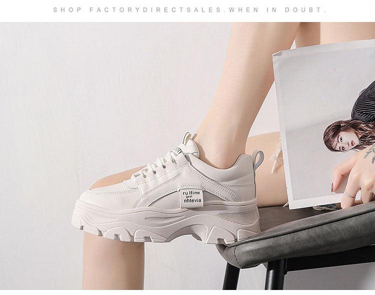 Casual Winter Women Thick Sneakers White Shoes Autumn Winter Fashion Platform Shoes Female Lace Up Rainbow Vulcanized Shoes Comfy Fashion Sneakers Breathable Athletic Casual Shoes Stevvex