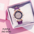 Casual Women Romantic Starry Sky Wrist Watch Bracelet Leather Rhinestone Designer Simple Dress Women's Watches Women Starry Sky PU Leather Strap Quartz Wristwatches For Woman Girls Teenagers