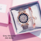 Casual Women Romantic Starry Sky Wrist Watch Bracelet Leather Rhinestone Designer Simple Dress Women's Watches Women Starry Sky PU Leather Strap Quartz Wristwatches For Woman Girls Teenagers
