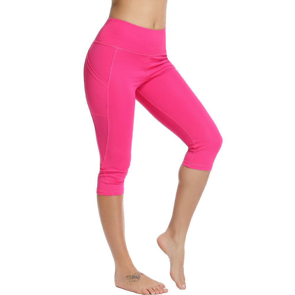 Casual Women's Yoga Pants Gym Fitness Sports Cropped Leggings Pocket Slim Pants Female Solid Color Women's Seamless Scrunch Legging Workout Leggings For Women Lift Tight Gym Yoga Home Pants Stevvex