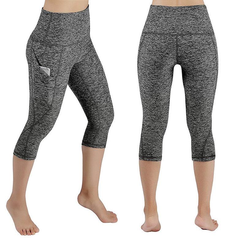 Casual Women's Yoga Pants Gym Fitness Sports Cropped Leggings Pocket Slim Pants Female Solid Color Women's Seamless Scrunch Legging Workout Leggings For Women Lift Tight Gym Yoga Home Pants Stevvex